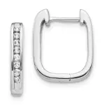 14k White Gold Real Diamond Complete Hinged Hoop Earrings