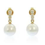 Original Mikimoto Morning Dew Akoya Cultured Pearl Earrings 18 Karat Yellow Gold PEA642DK