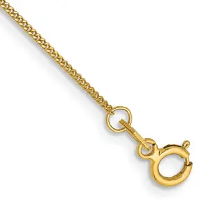 14K Yellow Gold 10 inch .9mm Curb with Spring Ring Clasp Anklet