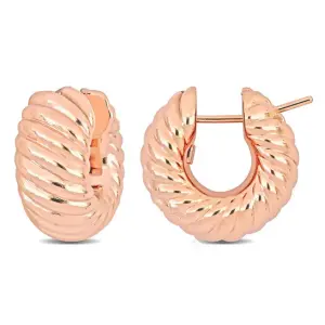 Original AMOUR 20.5mm Ribbed Hoop Earrings In 14K Rose Gold