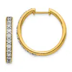 14k Yellow Gold Real Diamond Hoop Earrings