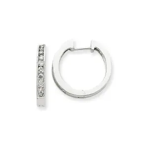 14k White Gold Real Diamond Hoop Earrings