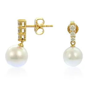 Original Mikimoto Morning Dew Akoya Cultured Pearl Earrings 18 Karat Yellow Gold PEA642DK