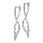 14k White Gold Real Diamond Wing Hinged Hoop Dangle Earrings