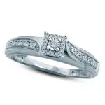 0.5 CT. T.W. Natural Diamond Square Frame Bypass Engagement Ring in Solid 10K White Gold
