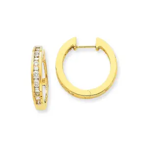14k White Gold Real Diamond Hoop Earrings