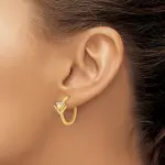 14k Yellow Gold Satin/Polished Real Diamond Triangle Hinged Hoop Earrings