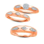 0.07 CT. T.W. Composite Natural Diamond Retro Geometric Engagement Ring in Solid 10K Rose Gold
