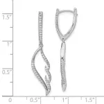 14k White Gold Real Diamond Wing Hinged Hoop Dangle Earrings