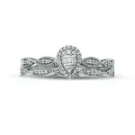 0.13 CT. T.W. Composite Natural Diamond Pear-Shaped Frame Bridal Engagement Ring Set in Sterling Silver
