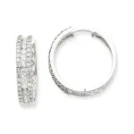 14k White Gold Real Diamond Hoop Earrings