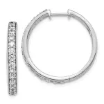 14k White Gold Real Diamond Hoop Earrings