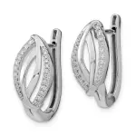 14k White Gold Real Diamond Hinged Hoop Earrings